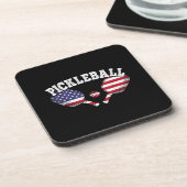 Pickleball Player Vintag Pickle Ball Liebe Getränkeuntersetzer (Linke Seite)