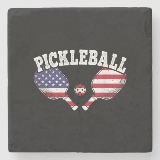Pickleball Player Vintag Pickle Ball Liebe Steinuntersetzer (Vorderseite)