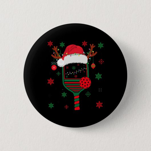 Pickleball Player Weihnachtsfeiertag Reindeer Xmas Button (Vorderseite)