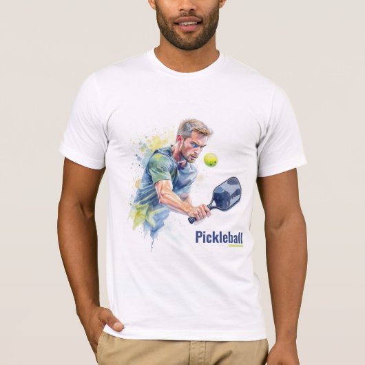 Pickleball Player with Ball - Watercolor Style T-Shirt (Vorderseite)