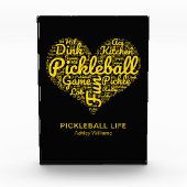 Pickleball Player Word Art Typografie Personalisie Fotoblock (Vorderseite)