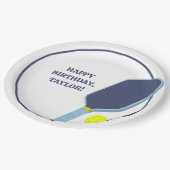 Pickleball Players Custom Message Birthday Pappteller (Schrägansicht)