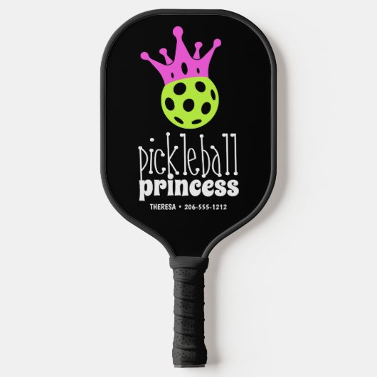 Pickleball Princess Bright Neon Personalisiert Pickleball Schläger (Vorderseite)