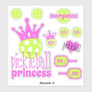Pickleball Princess Bright Pink Vinyl Sticker Set