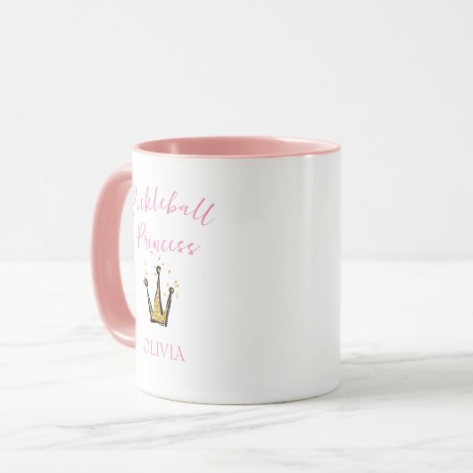 Pickleball Princess Gold Glitzer Tiara Pink Custom Tasse (Vorderseite Links)