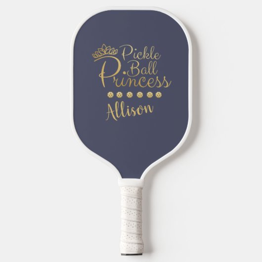 Pickleball Princess Gray Gold Individuelle Name El Schläger (Vorderseite)