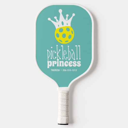 Pickleball Princess Niedlich Aqua Aquamarin Pickleball Schläger (Rückseite)