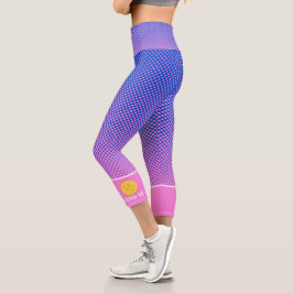 Pickleball Print Colorful Polka Dots Custom Text Capri Leggings