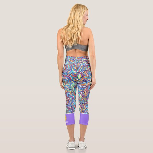 Pickleball-Print, farbig Abstrakt, benutzerdefinie Capri Leggings (Rückseite)