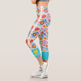 Pickleball Print Fun Farbige Blume Benutzerdefinie Capri Leggings