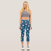 Pickleball Print Funny Winter Snowman Custom Text Capri Leggings (Vorderseite)