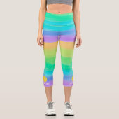 Pickleball Print Rainbow Watercolor Benutzerdefini Capri Leggings (Vorderseite)