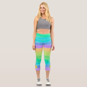 Pickleball Print Rainbow Watercolor Benutzerdefini Capri Leggings (Vorderseite)