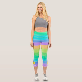 Pickleball Print Rainbow Watercolor Benutzerdefini Capri Leggings