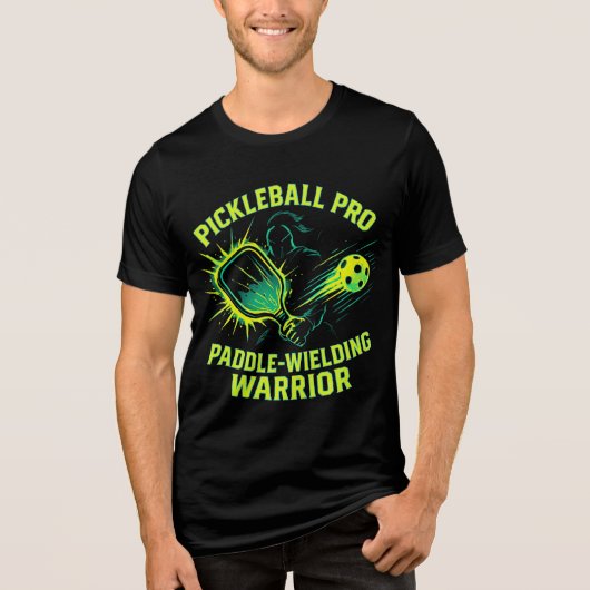 Pickleball-Profi: Paddel schwingender Krieger Tri-Blend Shirt (Vorderseite)