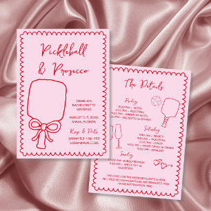 Pickleball & Prosecco Bachelorette Hand Drawn Einladung