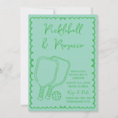 Pickleball & Prosecco Junggeselinnen-Abschied Hand Einladung (Vorderseite)