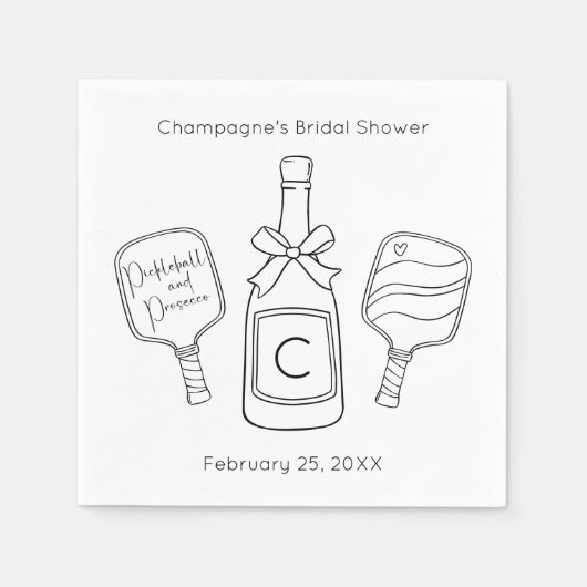 Pickleball & Prosecco Modernes Brautparty Serviette (Vorderseite)