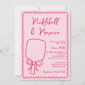 Pickleball & Prosecco Playful Pink Brautparty Einladung (Vorderseite)