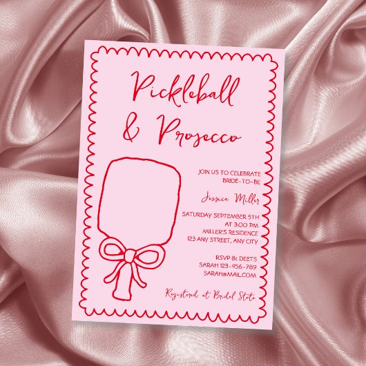 Pickleball & Prosecco Playful Pink Brautparty Einladung