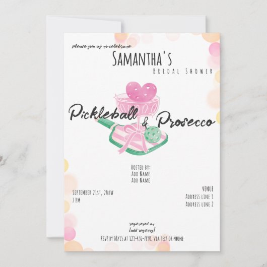 Pickleball & Prosecco Retro Paare Brautparty Einladung (Vorderseite)
