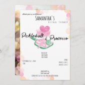 Pickleball & Prosecco Retro Paare Brautparty Einladung (Vorne/Hinten)