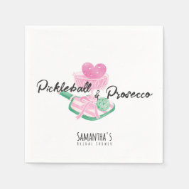 Pickleball & Prosecco Retro Paare Brautparty Serviette