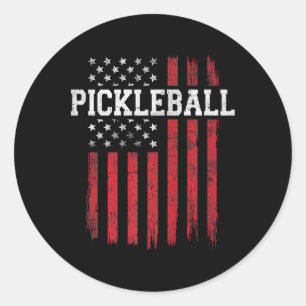 Pickleball Proud American Flag Usa Patriot Runder Aufkleber