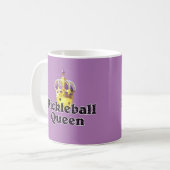 Pickleball Queen, Gelbball Lila, Goldkrone Kaffeetasse (Vorderseite Links)
