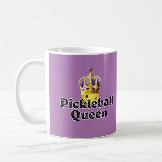 Pickleball Queen, Gelbball Lila, Goldkrone Kaffeetasse (Links)