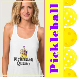 Pickleball Queen, Gelbball Lila, Goldkrone Tank Top