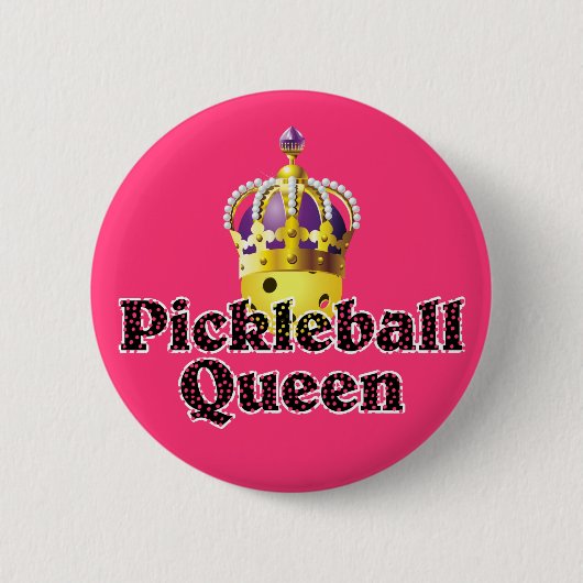 Pickleball Queen - Gelbe Pickleball-Krone Button (Vorderseite)