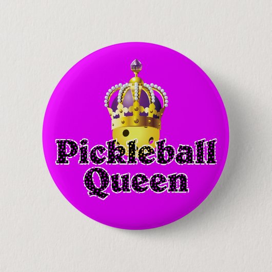 Pickleball Queen - Gelbe Pickleball-Krone Button (Vorderseite)