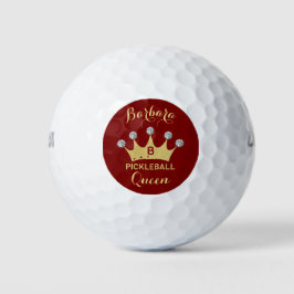 Pickleball Queen Glam Glitz Monogram Name Gold Golfball