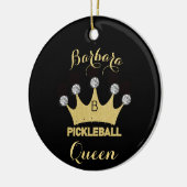 Pickleball Queen Glam Glitz Monogram Name Gold Keramik Ornament (Links)
