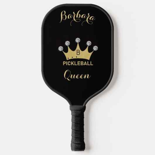 Pickleball Queen Glam Glitz Monogram Name Gold Pickleball Schläger (Vorderseite)