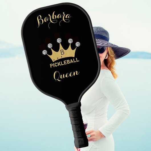 Pickleball Queen Glam Glitz Monogram Name Gold Pickleball Schläger
