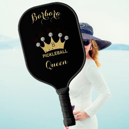 Pickleball Queen Glam Glitz Monogram Name Gold Schläger
