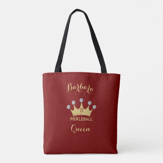 Pickleball Queen Glam Glitz Monogram Name Gold Tasche (Rückseite)