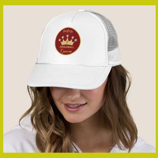 Pickleball Queen Glam Glitz Monogram Name Gold Truckerkappe