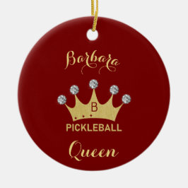 Pickleball Queen Glam Glitz Monogram Name Keramik Ornament