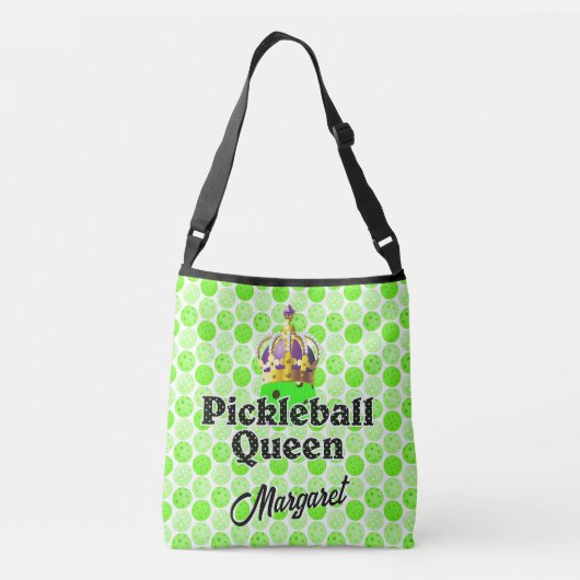 Pickleball Queen - Green Pickleball Wear Crown Tragetaschen Mit Langen Trägern (Rückseite)