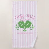 Pickleball Queen Individuelle Name Monogram Strandtuch (Vorderseite)