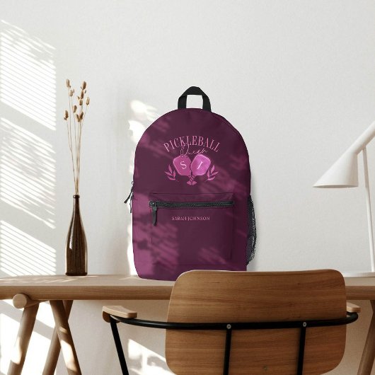 Pickleball Queen Logo Monogram Individuelle Name Bedruckter Rucksack