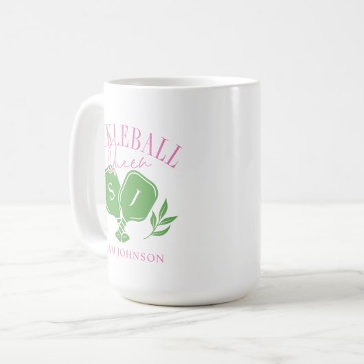 Pickleball Queen Logo Monogram Individuelle Name Kaffeetasse (Vorderseite Links)