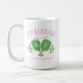 Pickleball Queen Logo Monogram Individuelle Name Kaffeetasse (Links)