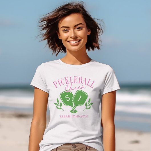 Pickleball Queen Logo Monogram Individuelle Name T-Shirt