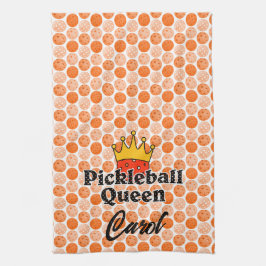 Pickleball Queen Orange Ball in Crown Personalisie Geschirrtuch