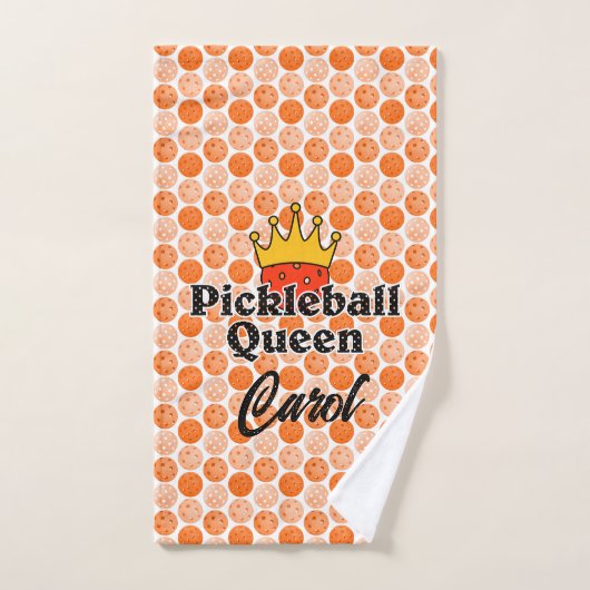 Pickleball Queen Orange Ball in Crown Personalisie Handtuch (Handtuch)