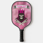 Pickleball Queen Pink Mit Monogramm Schläger (Vorderseite)